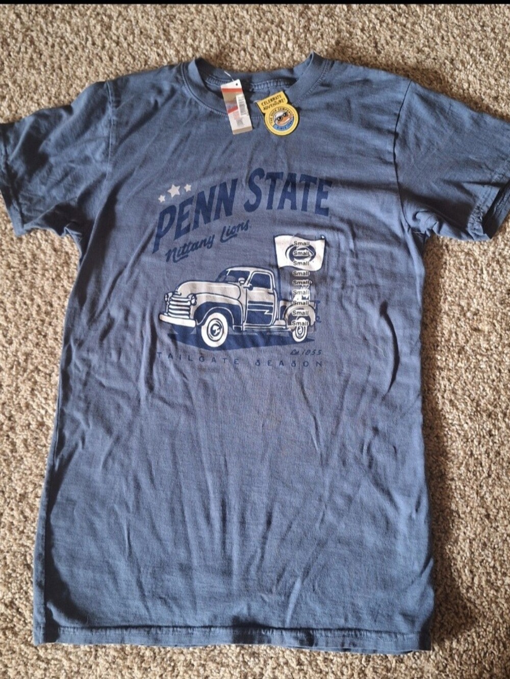 Penn State Nittany Lions Blue Graphic Tee - Tailgate Season Small NWT